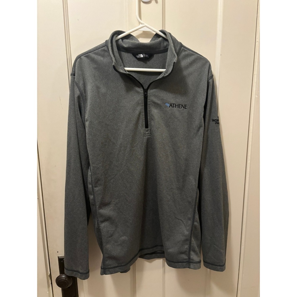 The North Face Mens Grey Quarter Zip Pullover Athene Logo Size Large L/G
